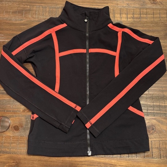 Lululemon Black Zip-Up Athletic Jacket Red Piping - Picture 2 of 9